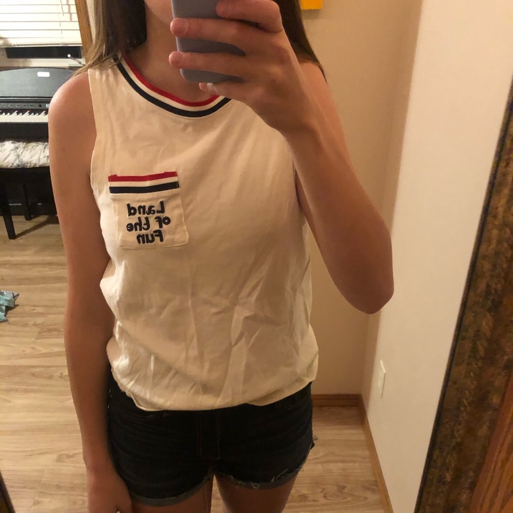 USA tank top. “Land of the fun”